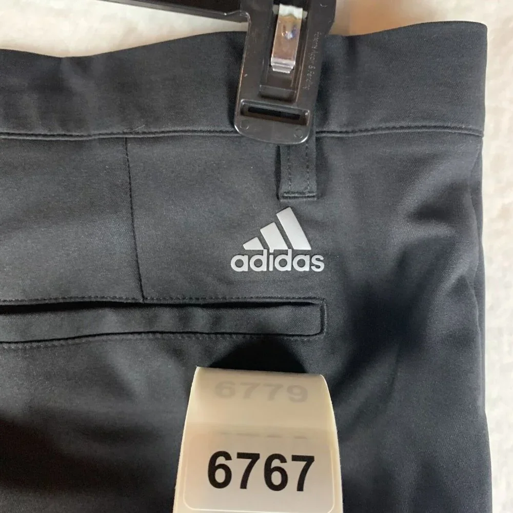 Adidas Pants Mens 34 x 30 Black Straight-Leg Slash Pockets Mid-Rise Classic 6767
